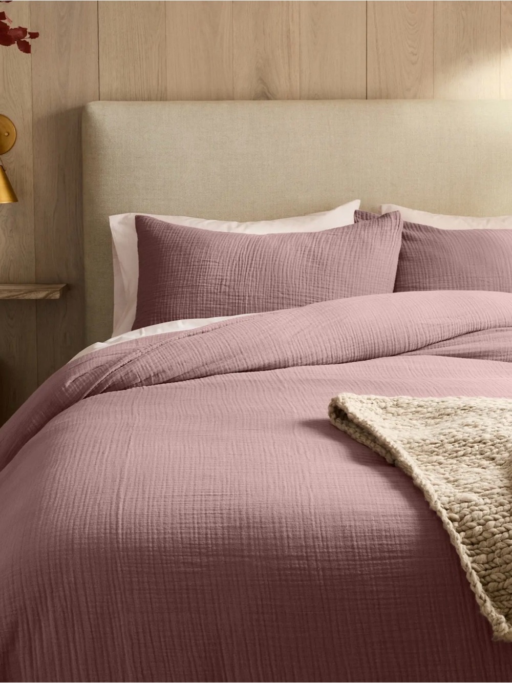 Organic Cotton Gauze Duvet Cover King / California King in Fig - NWOT